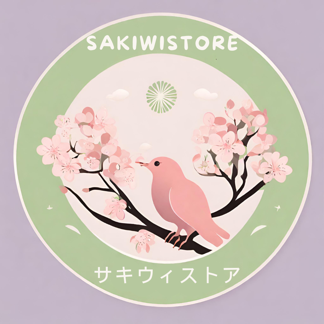 logo with a sakura tree and kiwi bird